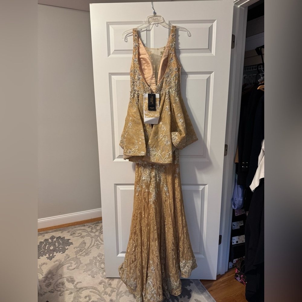 Terani Couture Gold High-Low Ruffled Gown - Picture 5 of 7